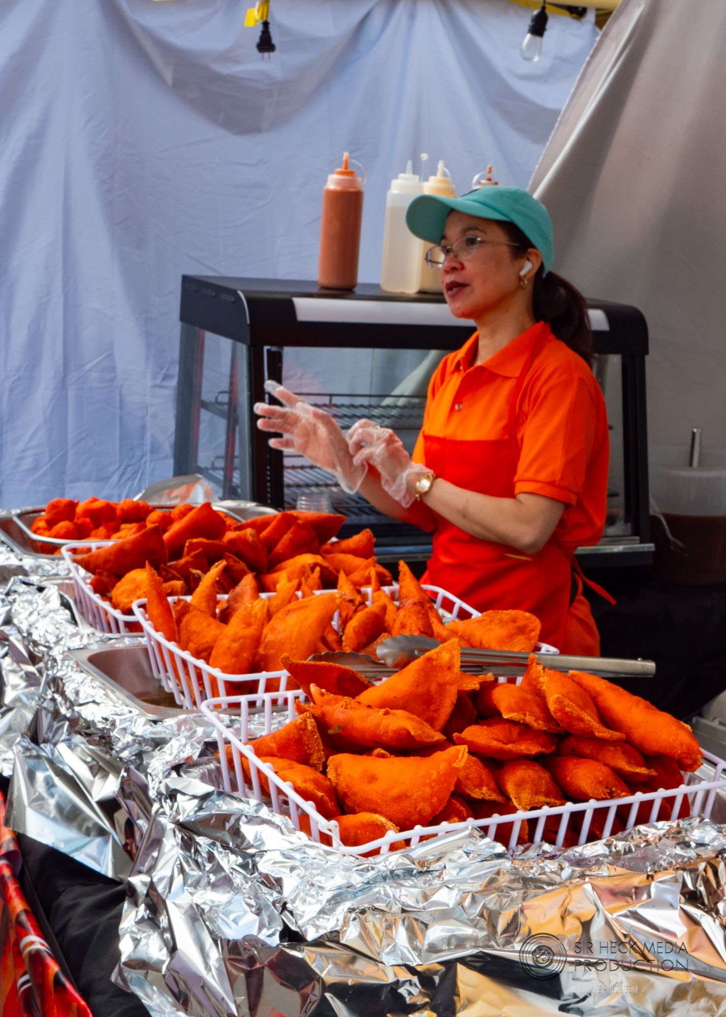 Festival visitors sampling authentic culinary favorites