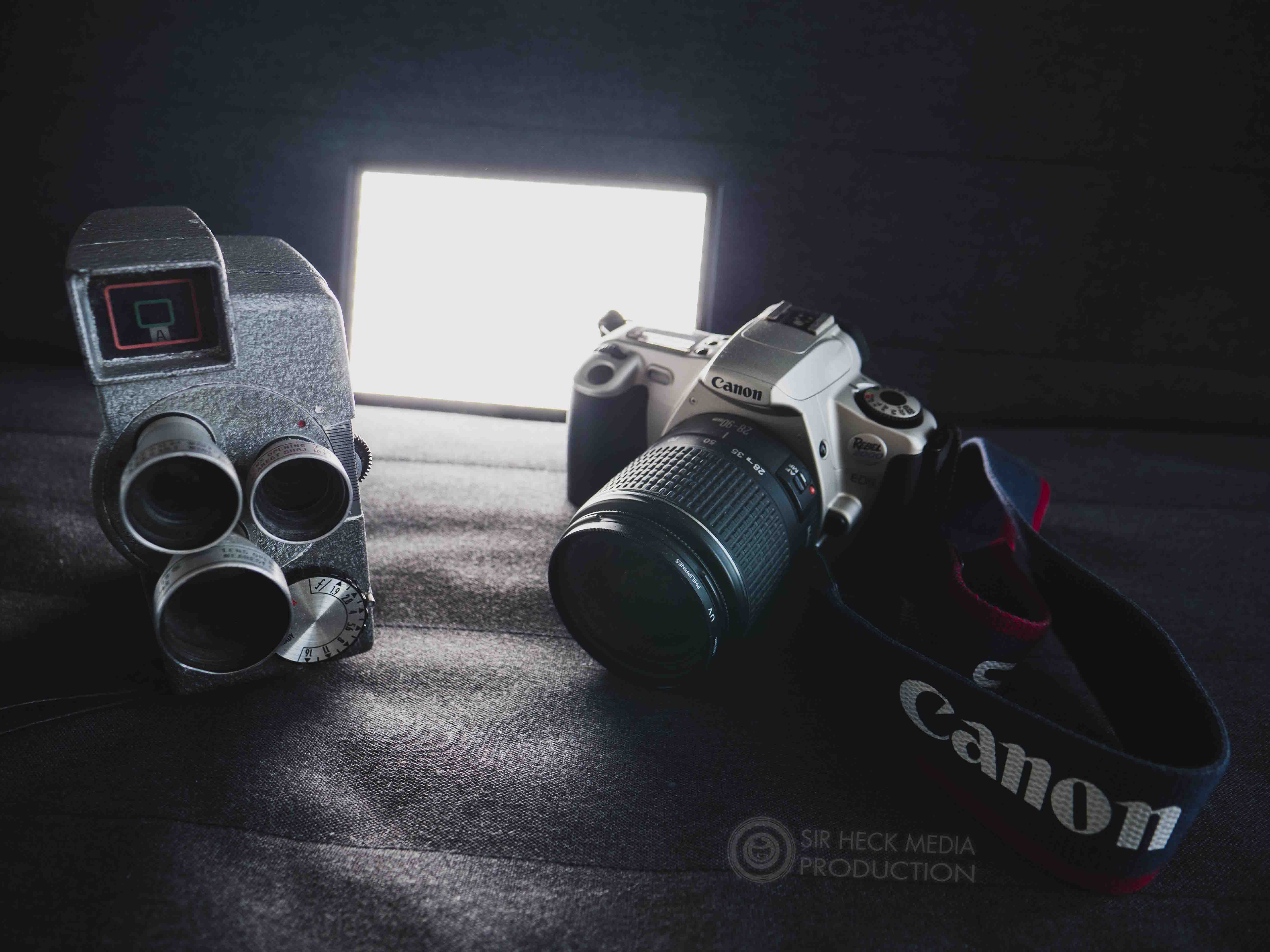 Camera and lighting setup on production set